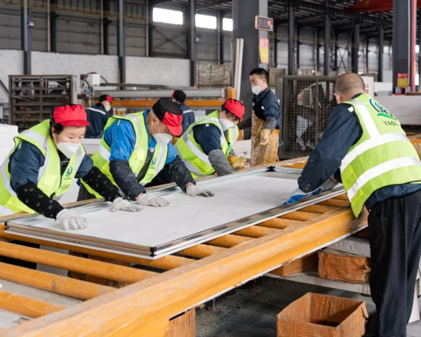 Yaguan workers installing the wall panel frame details